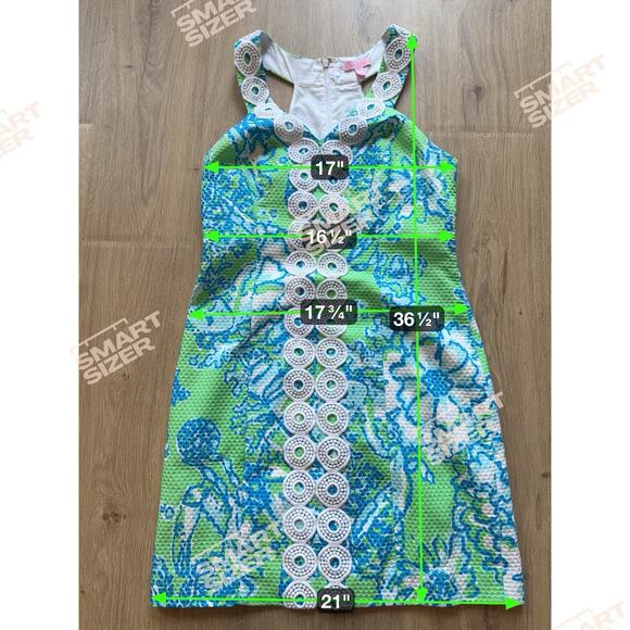 Lilly Pulitzer Trudy Go Go Green Northeast Hahbah Lace Trim Shift Dress Size 10 - Picture 6 of 8